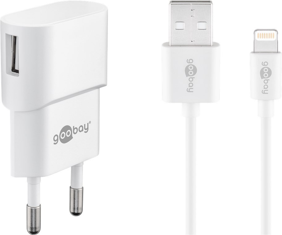 Goobay Apple Lightning Ladeset 1 A - Netzteil mit Apple Lightning Kabel 1m (weiß)