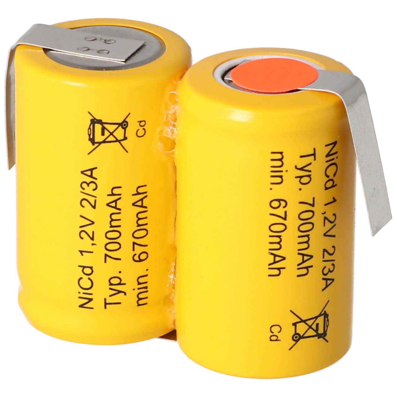 Akku 2/KR-600AE 2/3 A Cadnica NICD Akku 2,4V mit Lötfahne U-Form (nicht original Sanyo)