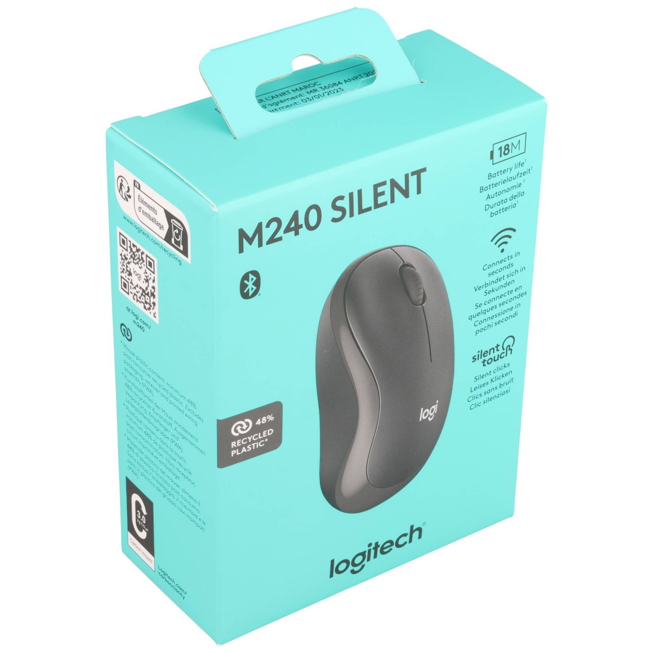 Logitech Maus M240, Silent touch, Wireless, Bluetooth, grafit