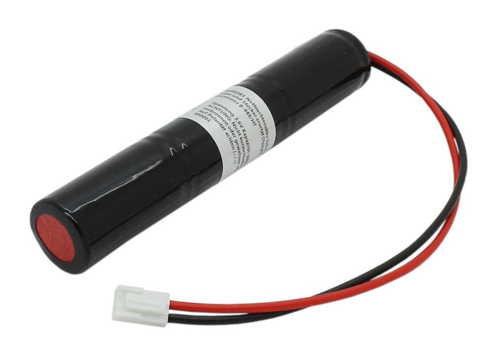 Notleuchtenakku NiMH 3,6V 3000mAh L1x3 Sub-C mit 200mm Kabel und Stecker ersetzt Olympia Electronics B-949/HT