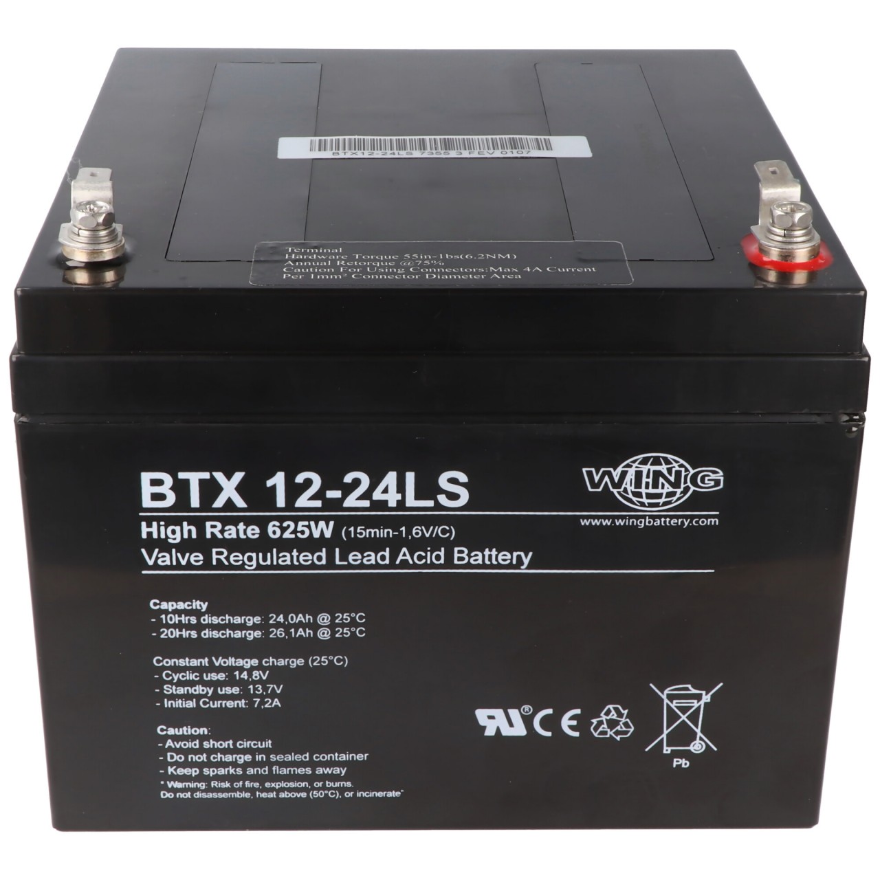 Wing BTX12-24LS 12V 24Ah high rate hochstromfähig Bleiakku AGM Blei Gel Akku