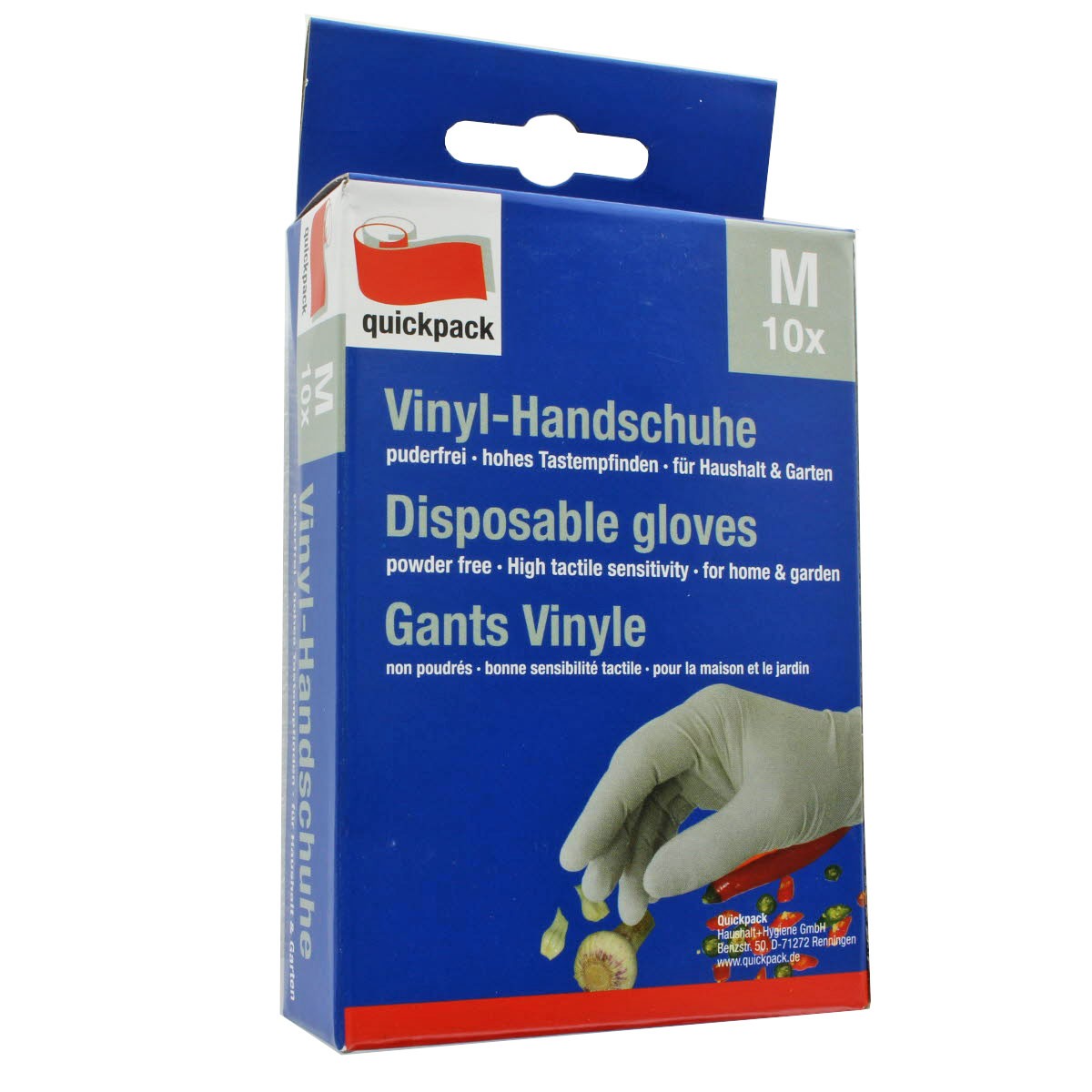 Die weißen Vinyl-Handschuhe im 10er Pack, Größe M