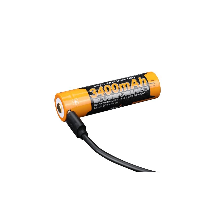 Fenix ARB-L18-3400U 18650 Li-Ion Akku geschützt 3400mAh, mit USB Ladefunktion, 70x18,6mm