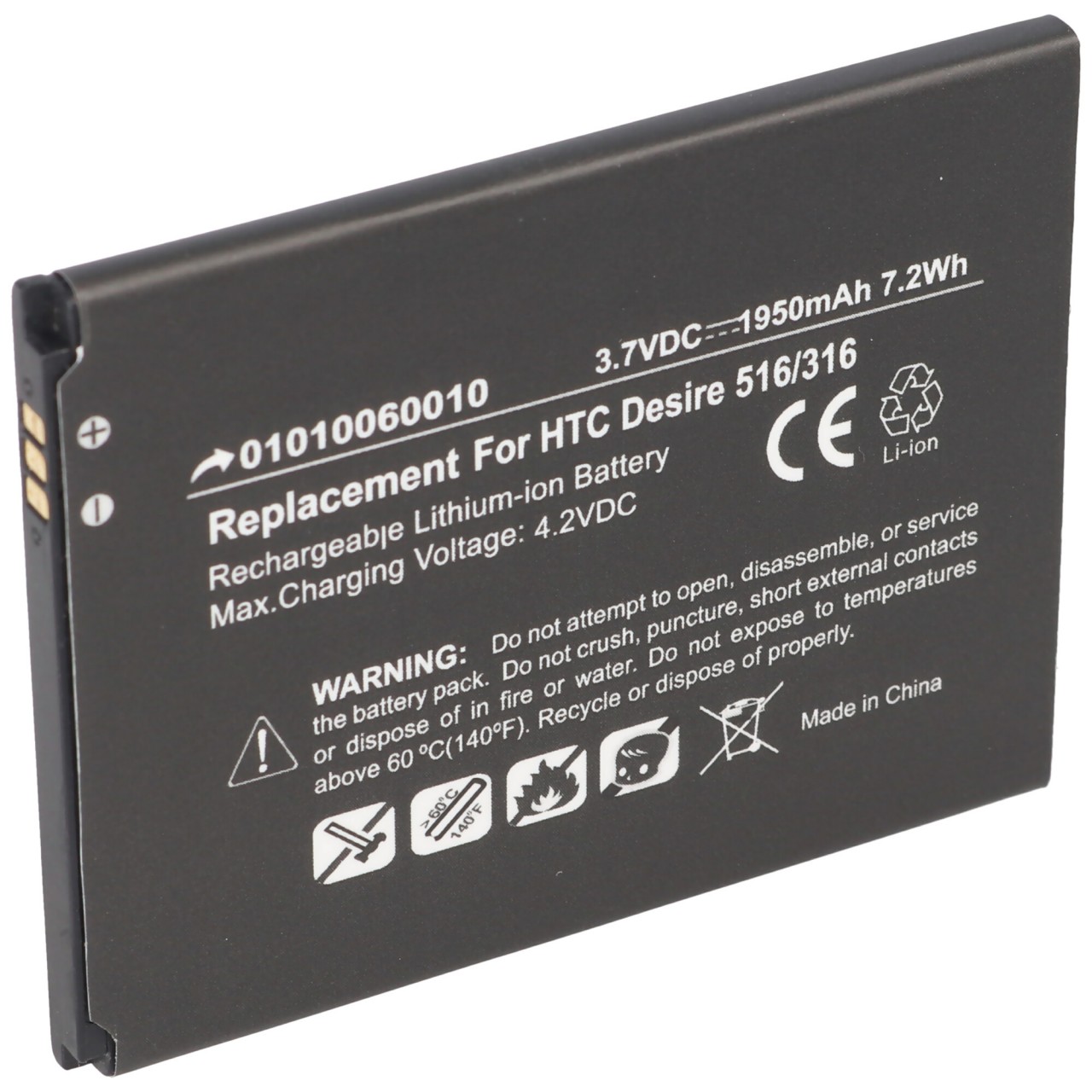 Akku passend für HTC Desire 516, 316, Li-Ion, 3,7V, 1950mAh, 7,2Wh