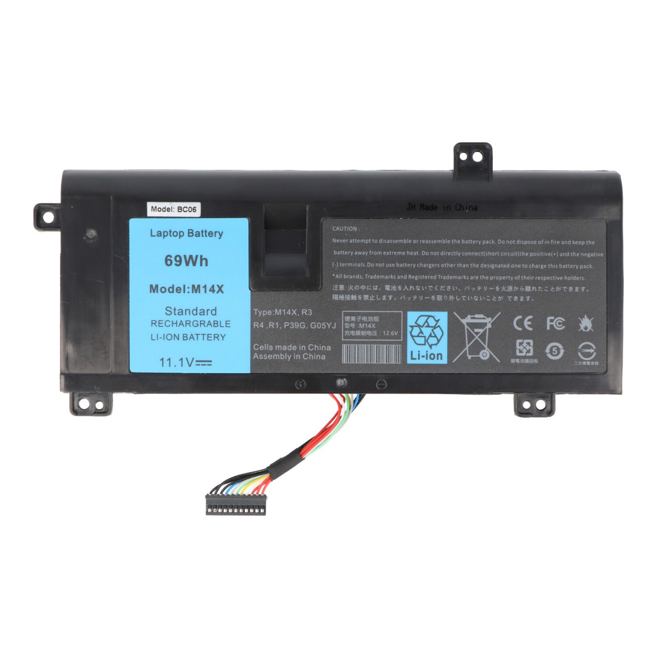 Akku passend für Dell Alienware 14 Series, A14 Series 0G05YJ, 8X70T, G05YJ, Y3PN0Li-Ion, 11,1V, 6220mAh, 69Wh, built-in, ohne Werkzeug