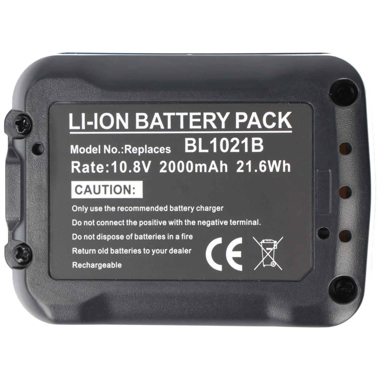 Akku passend für Makita BL1021B, Li-ion, 12V max. (10,8V), 2000mAh, 21,6Wh, schwarz