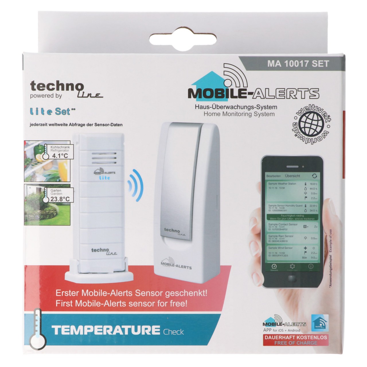 Technoline Mobile Alerts MA 10017 Set Gateway Basisstation MA 10000 + MA 10110 Temperatursensor