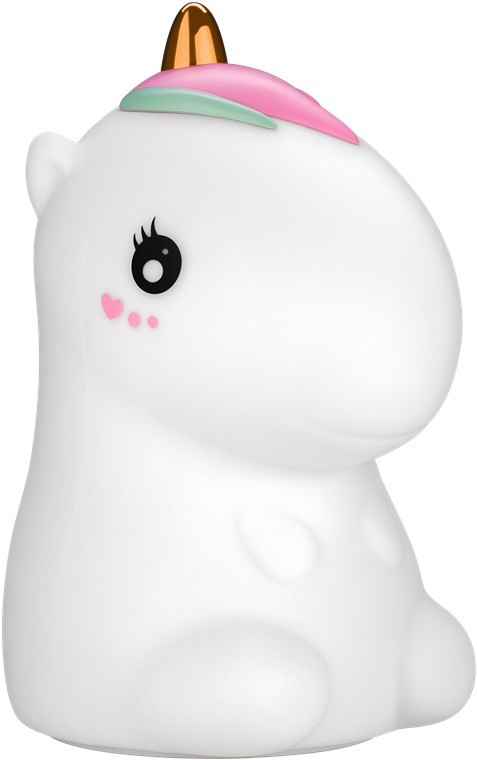 LED-Nachtlicht Einhorn - warmweißes Licht und 7 Farbwechsel RGB-Licht, mit 3 Leuchtmodi, Touch-Sensor und Li-Ion-Akku 3,7 V/1200 mAh, aus weichem Silikon
