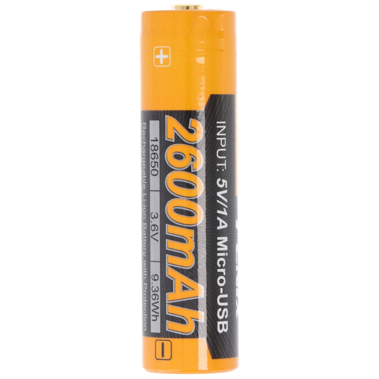 69,9x18,7mm, Fenix ARB-L18-2600U 18650 LiIon Akku USB-Aufladbar, geschützt, 2600mAh, 1 Stück