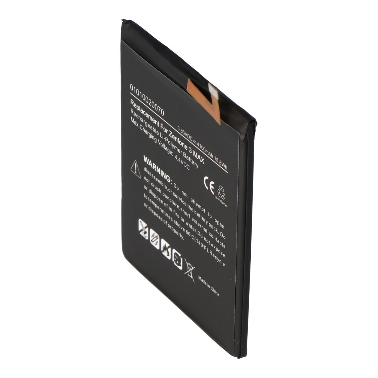 Akku passend für Asus Zenfone 3 max. (ZC553KL), Li-Polymer, 3,85V, 4100mAh, 15,8Wh, built-in, ohne Werkzeug