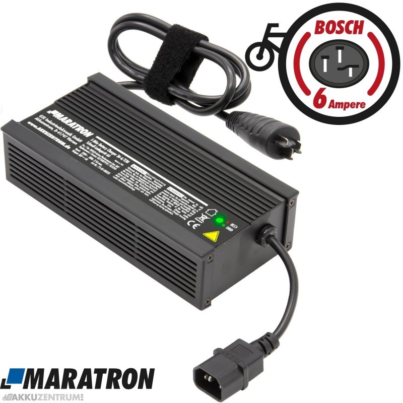 E-Bike Ladegerät Schnell-Ladegerät 36-6/230 mit Aktiv-Lüfter für Bosch Active/Performance Line (0275007918) von MARATRON