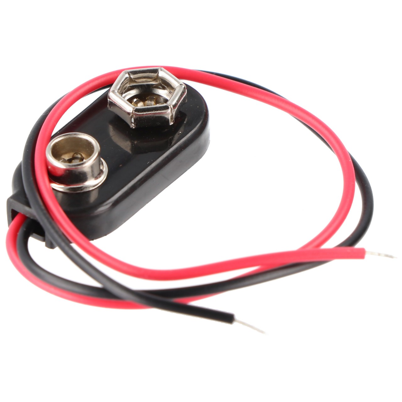 1x 9V Block Batteriehalter - lose Kabelenden, wasserabweisend – 9V Batterie Clip Anschluss, Batterie Halterung Elektronik (Kunststoff)