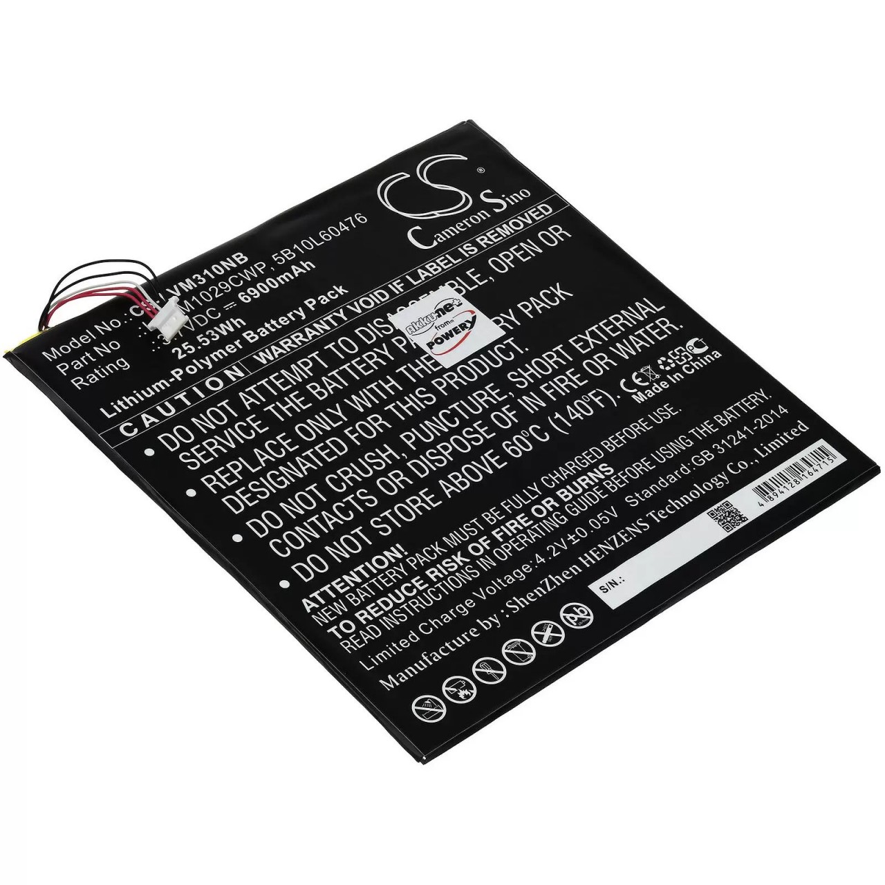 Akku passend für Laptop Lenovo Miix 310-10ICR, Miix 300, Typ 5B10L60476 - 3,7V - 6900 mAh