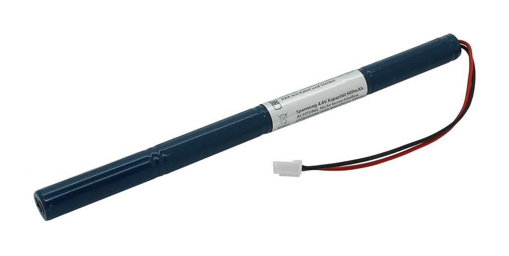 Notleuchtenakku NiMH 4,8V 600mAh L1x4 Micro AAA mit Kabel und Stecker