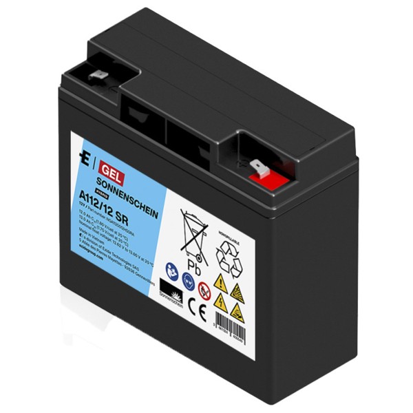 Sonnenschein Blei-Akku A112/12 SR Gel – 12 V / 12 Ah Longlife VRLA Akku mit Faston 6,3 mm