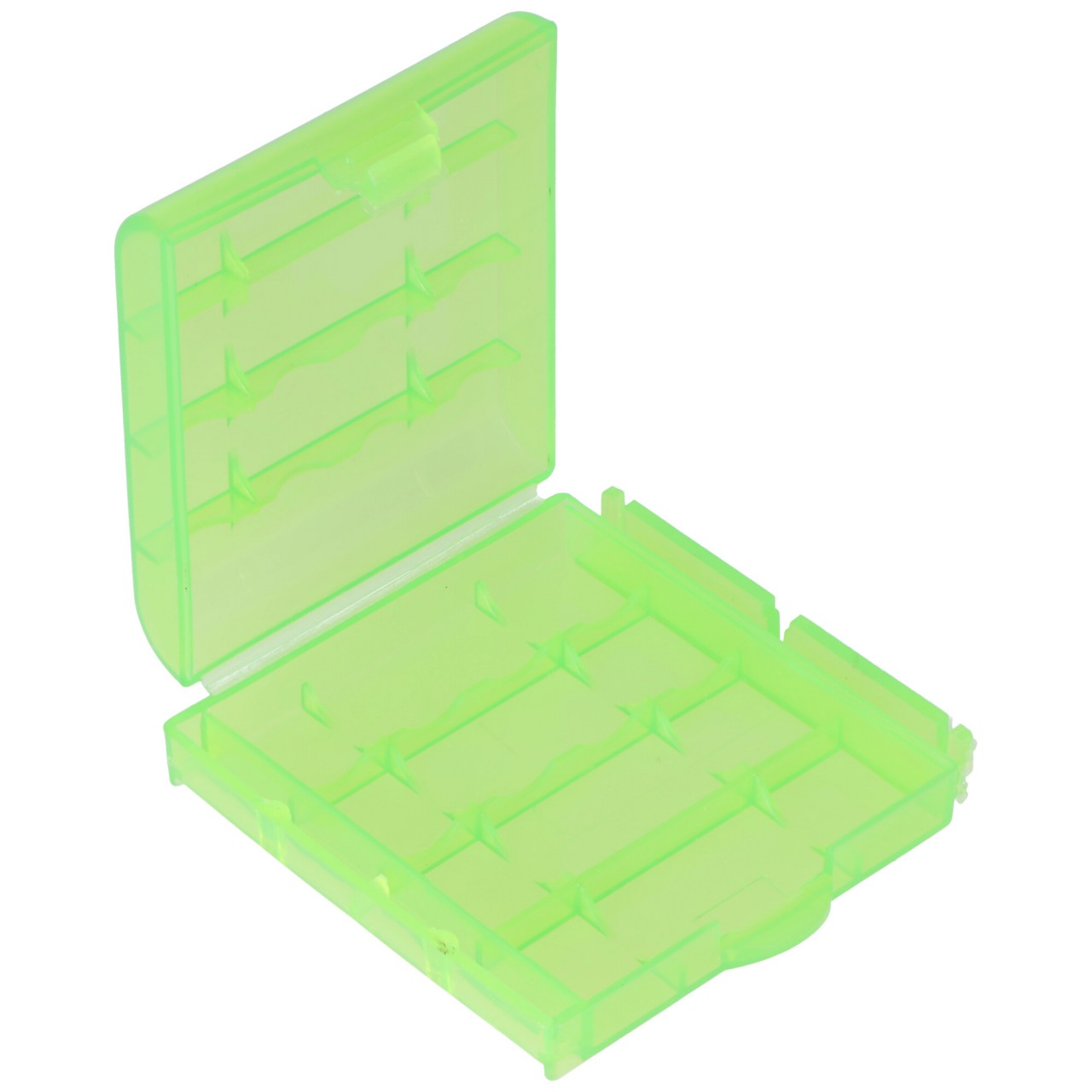 Aufbewahrungsbox für 4x AA Mignon oder 4x 14500 Akkus, max. Batterielänge 50,6mm, grün