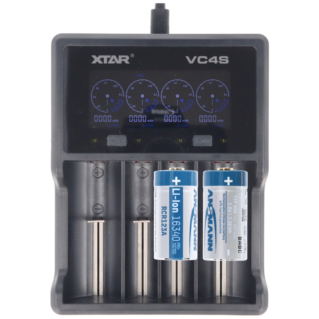 CR123 A Li-Ion Akku mit 3,6V-3,7 Volt, 850mAh 2 Stück und LCD-Schnell-Ladegerät