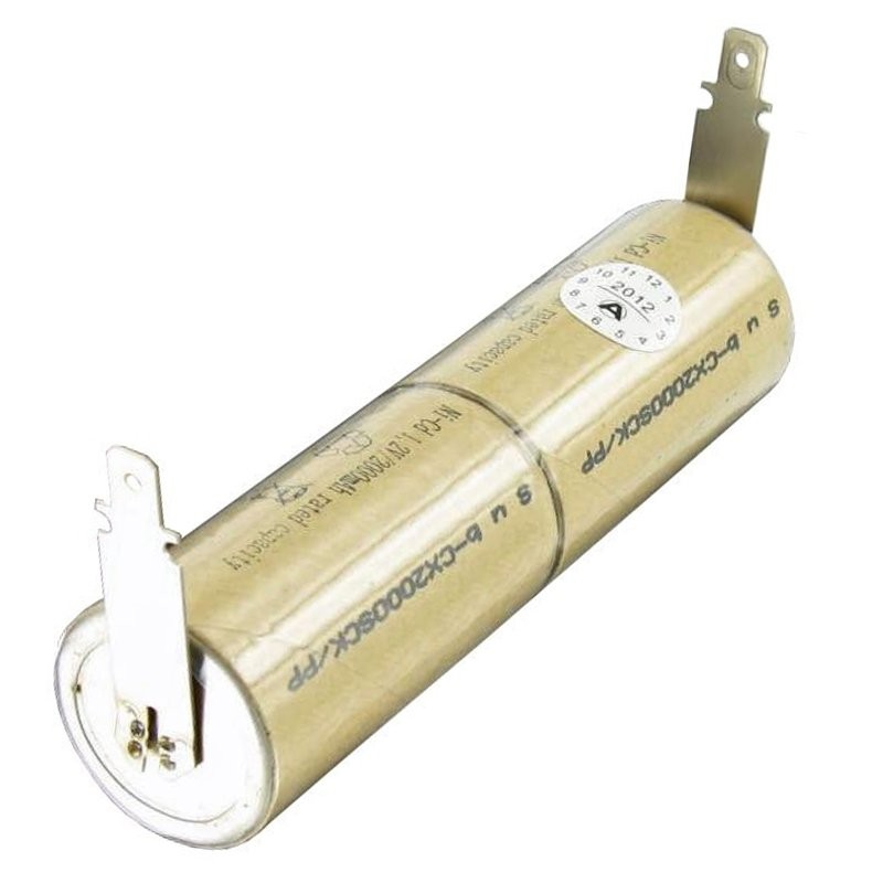 NiCd AkkuPack 2,4 Volt für Staubsauger mit 4,8mm und 6,3mm Steckkontakt, Maße (LxBxH): 85x23x23mm