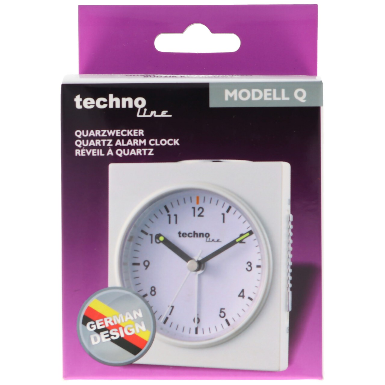 Quarzwecker Modell Q weiß silberweiß 76x85x46mm, ohne 1x AA Mignon LR6 Batterie