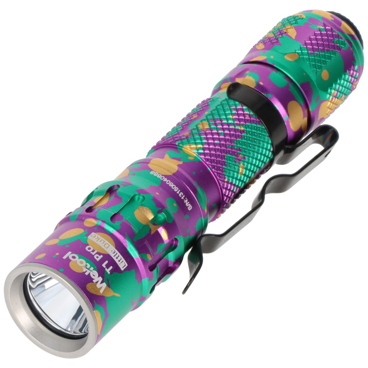 Weltool T1 Pro V2 LED-Taschenlampe mit bis zu 550 Lumen, Mini-Leuchte, farbenfrohes Design, inkl. 14500 Li-Ion Akku