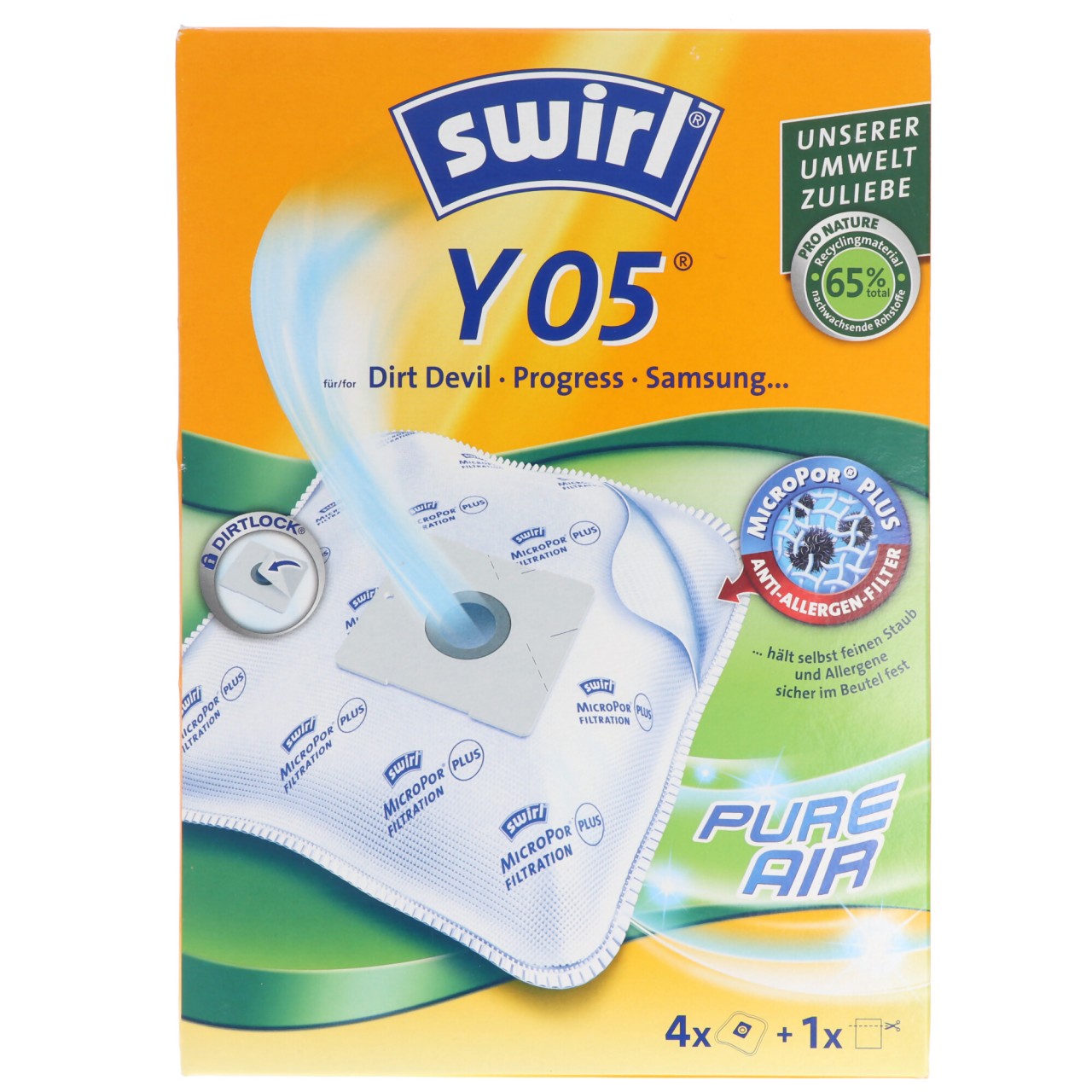 Swirl Staubsaugerbeutel Y05 MicroPor Plus für Grundig, Dirt Devil, Progress und Samsung Staubsauger
