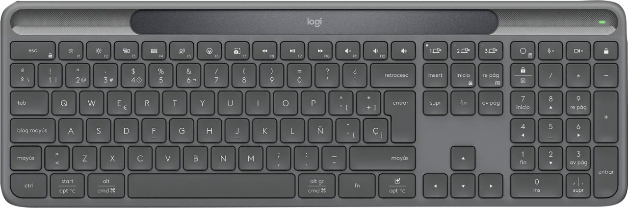 Logitech Tastatur K980 SOLAR+, Wireless, Bluetooth, grafit Signature Slim, DE, USB-C, Bolt, Business