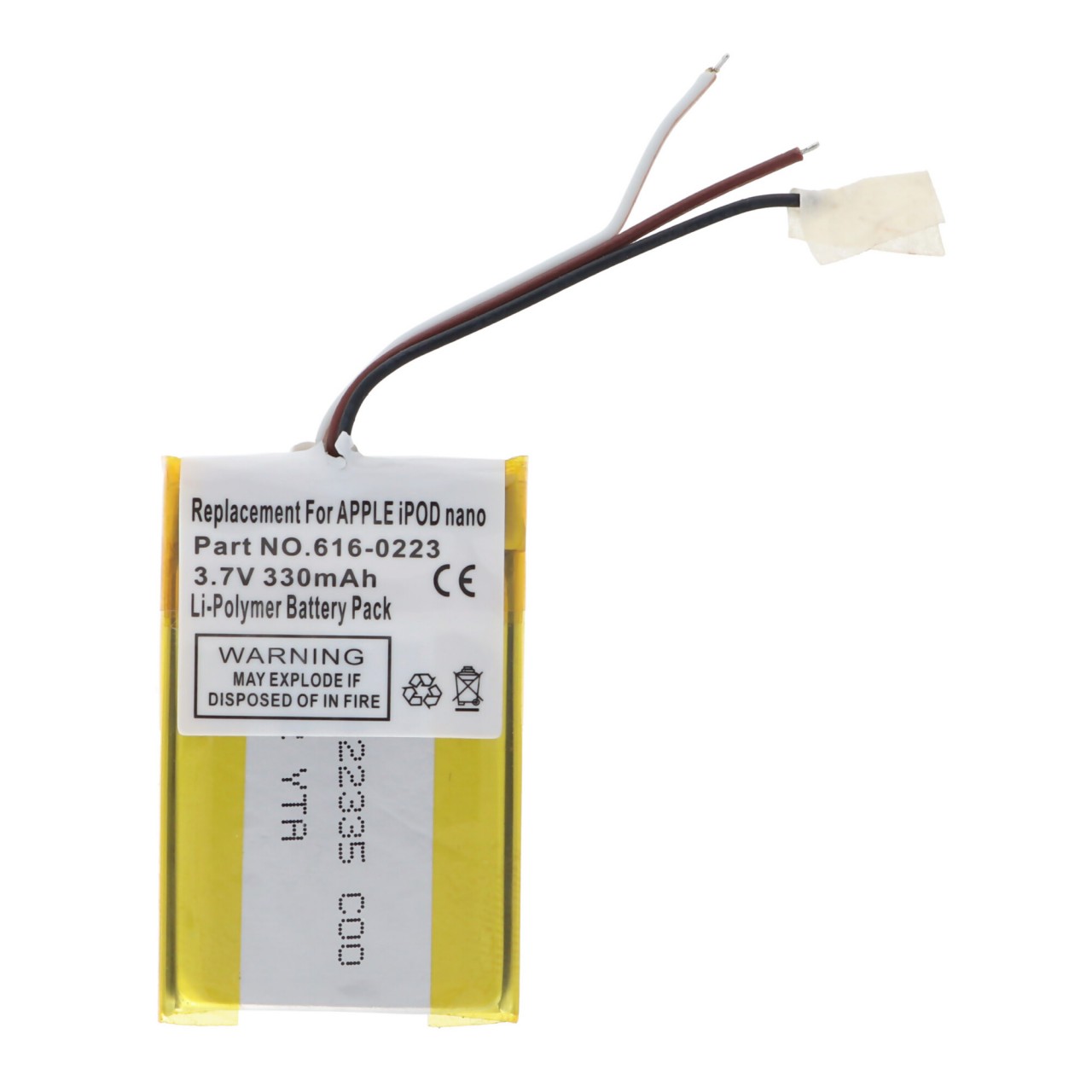 AccuCell Akku passend für Apple iPOD nano, 616-0223, 330mAh