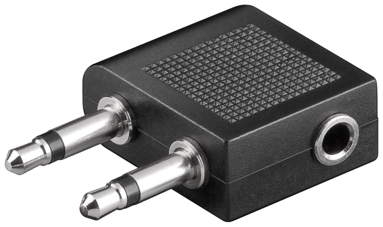 Goobay Flugzeug- / Reise-Kopfhörer-Adapter AUX-Klinke 3,5-mm-Buchse - 2x 3,5-mm-Klinkenstecker (2-polig, mono)  src=