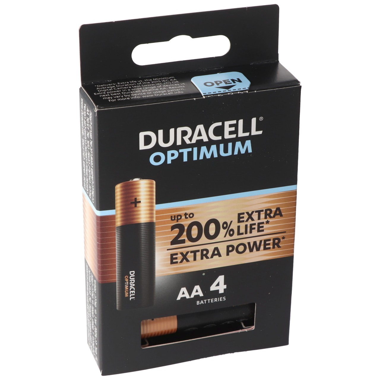 Duracell Optimum AA Mignon Alkaline-Batterien, 1.5V LR6 MX1500, 4er-Pack LR06