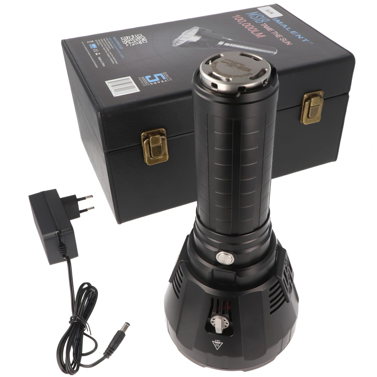 100000 Lumen Imalent MS18 LED Taschenlampe mit max. 100.000 Lumen, inklusive Akku und Ladegerät