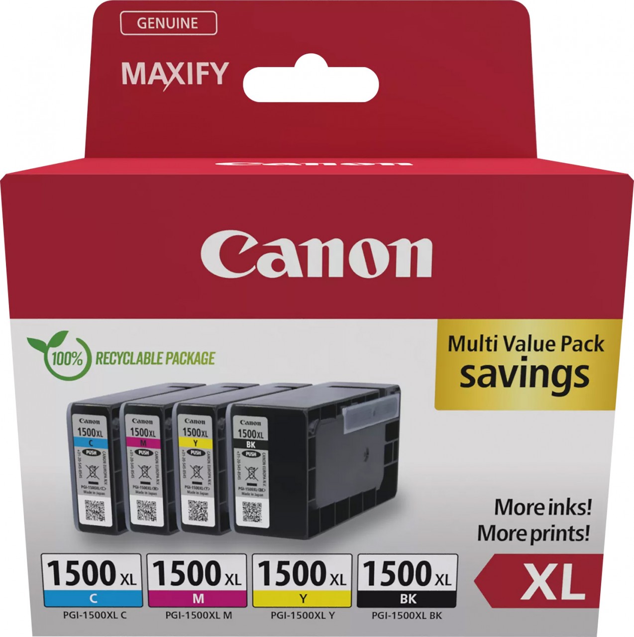 Canon Tinten Multipack PGI-1500XL BK/C/M/Y