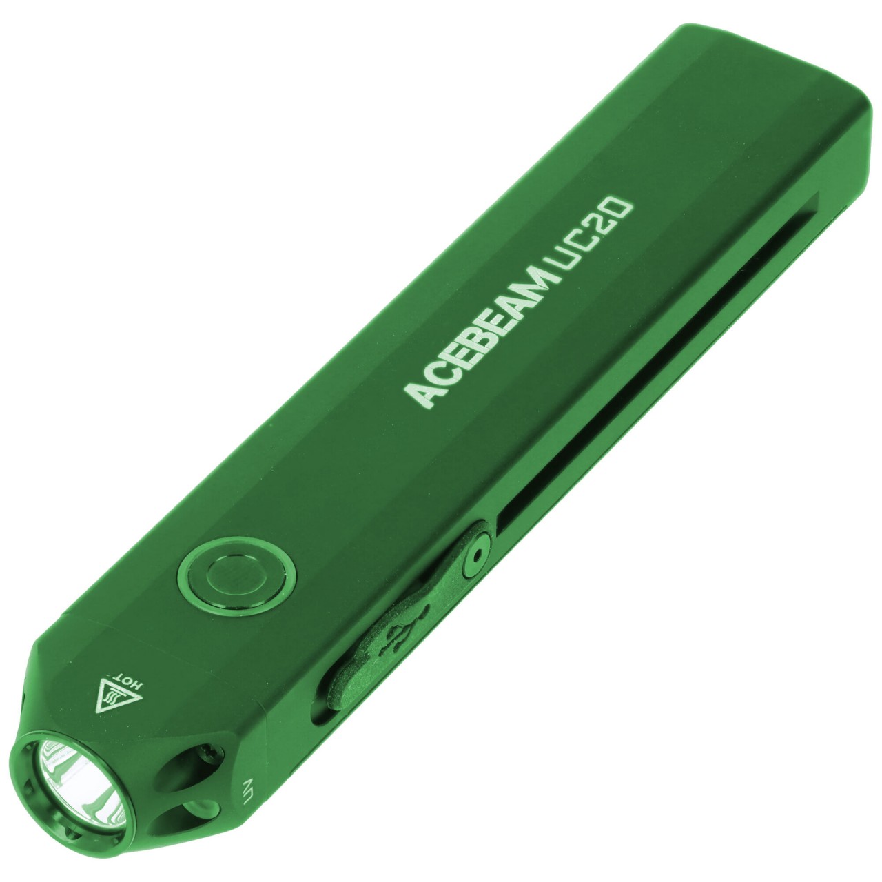 AceBeam UC20 LED-Taschenlampe grün mit bis zu 1000 Lumen, 3 Lichtquellen, ultraflach, wiederaufladbar