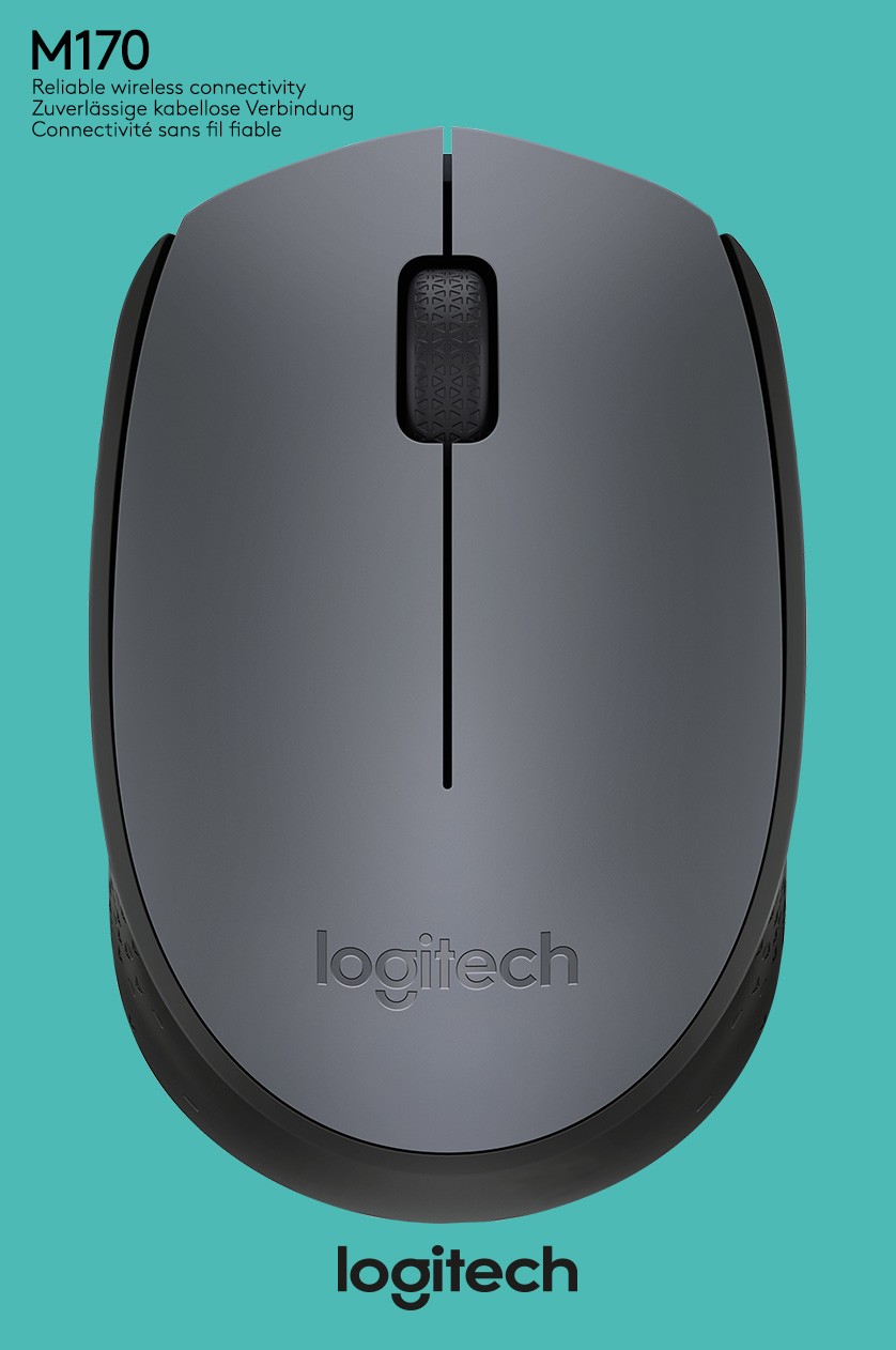Logitech Maus M170, Wireless, grau Optisch, 1000 dpi, 3 Tasten, Retail