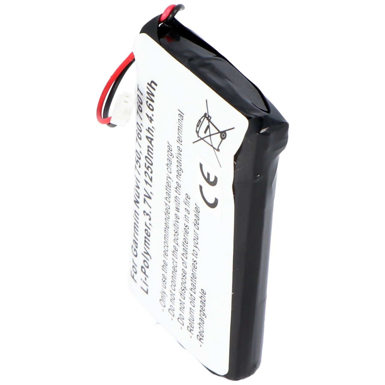 Akku passend für Garmin Nüvi 750, 760, 760T, Li-Polymer, 3,7V, 1250mAh, 4,6Wh