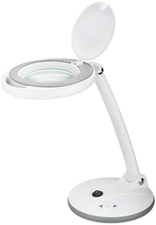 Goobay LED-Stand-Lupenleuchte, 6 W - 80-450 lm, dimmbar, 100 mm Glaslinse, 1,75-fache Vergrößerung, 3 Dioptrien