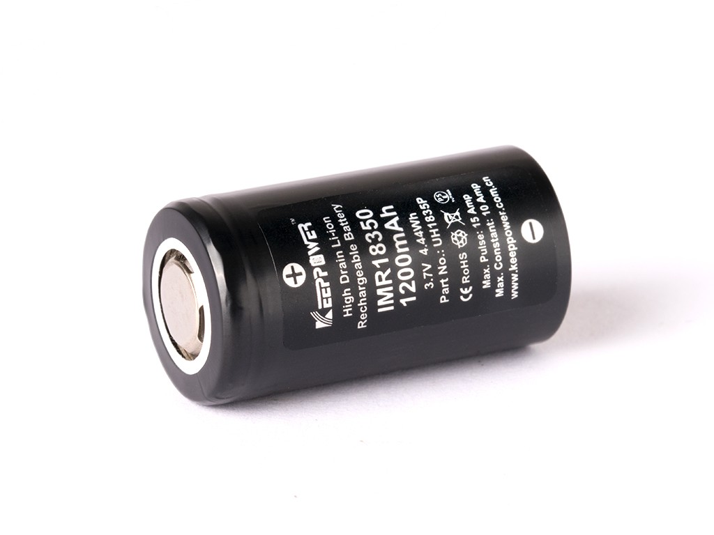 Keeppower IMR18350 - 1200mAh 10A (15A), 3,6V - 3,7V Li-Ion-Akku
