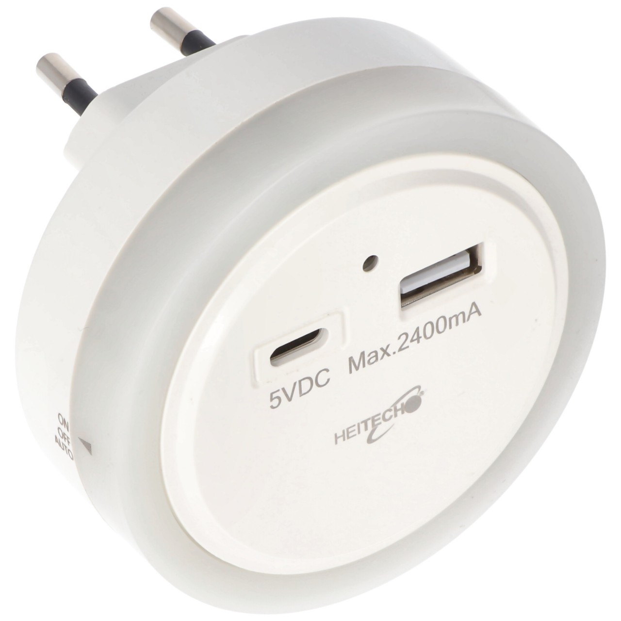 LED-Nachtlicht mit USB-C/A Ladegerät und Dämmerungsautomatik, mit USB-C und USB-A Anschluss, ideale Orientierungshilfe