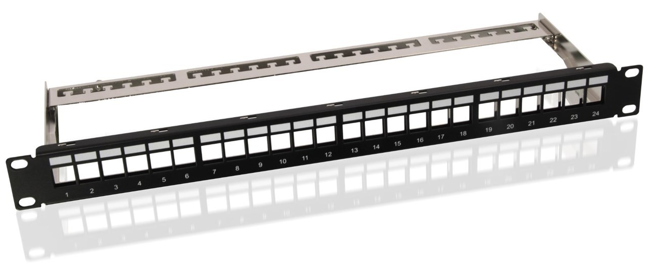 Goobay 19-Zoll (48,3 cm) Keystone Patch Panel Leergehäuse (1 HE) - für 24x Keystone-Module