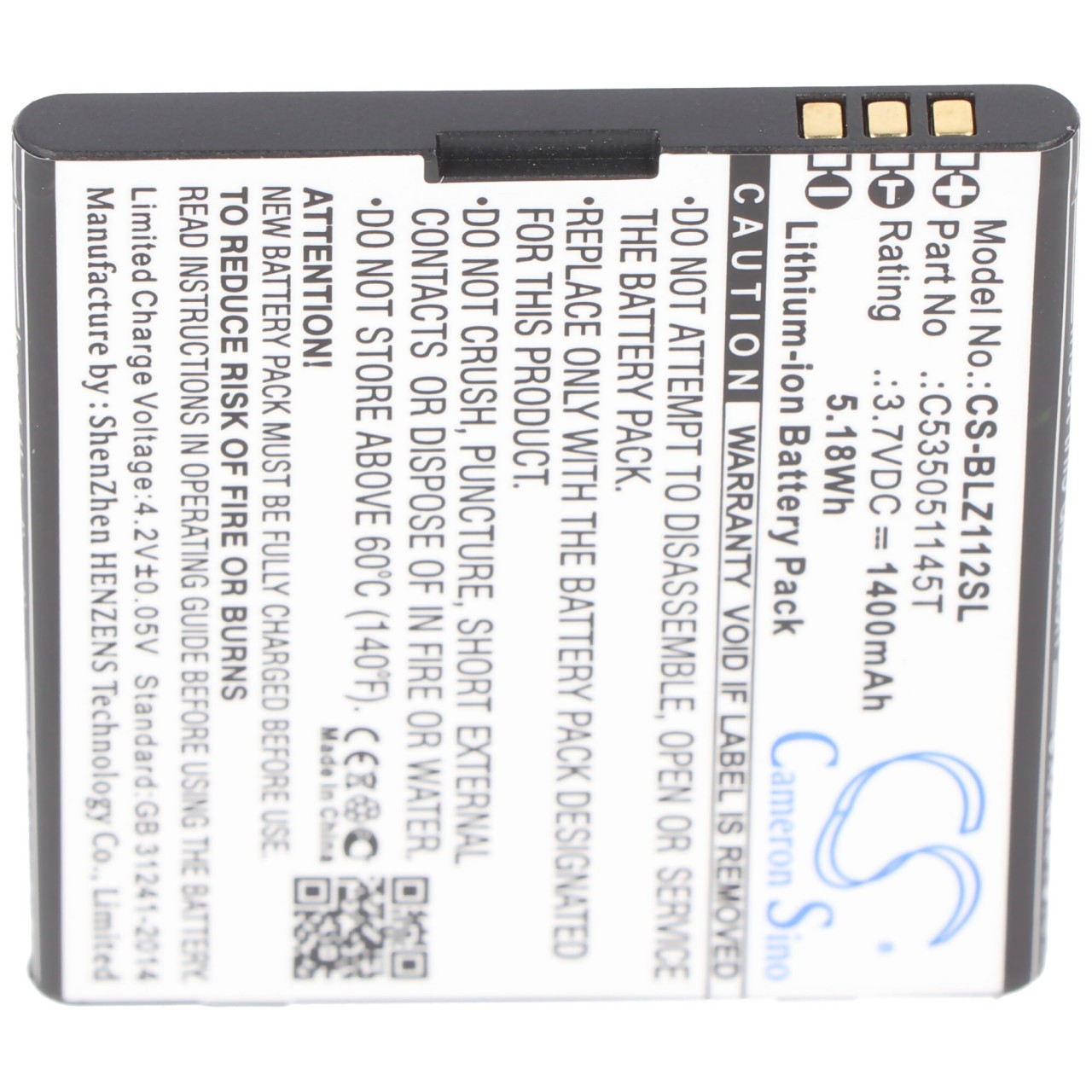 Akku passend für Blu Yezz, Blu YZ1120 Akkutyp C535051145T, 1400mAh 3.7V
