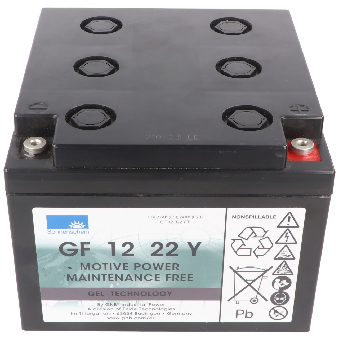 GF1222YT Sonnenschein Motive Power GF 12 022 Y T 12V 22Ah 5hr C5, 24Ah 20hr C20