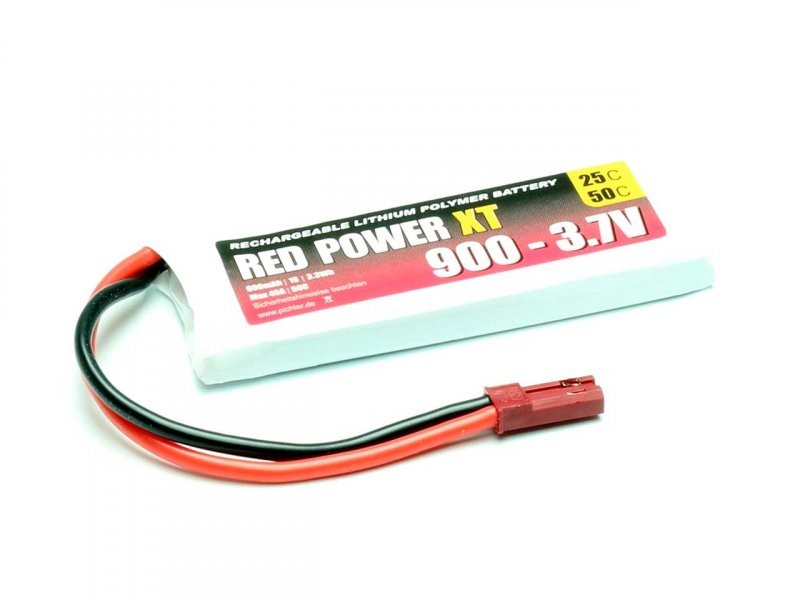 Pichler RED POWER LiPo Akku 900 mAh – 3,7 V 1S mit JST/BEC Stecker