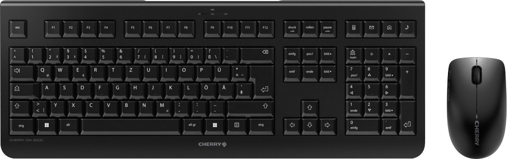 Cherry Tastatur-Maus Set DW 3000, Wireless, schwarz DE, Optisch, 1200 dpi, Retail