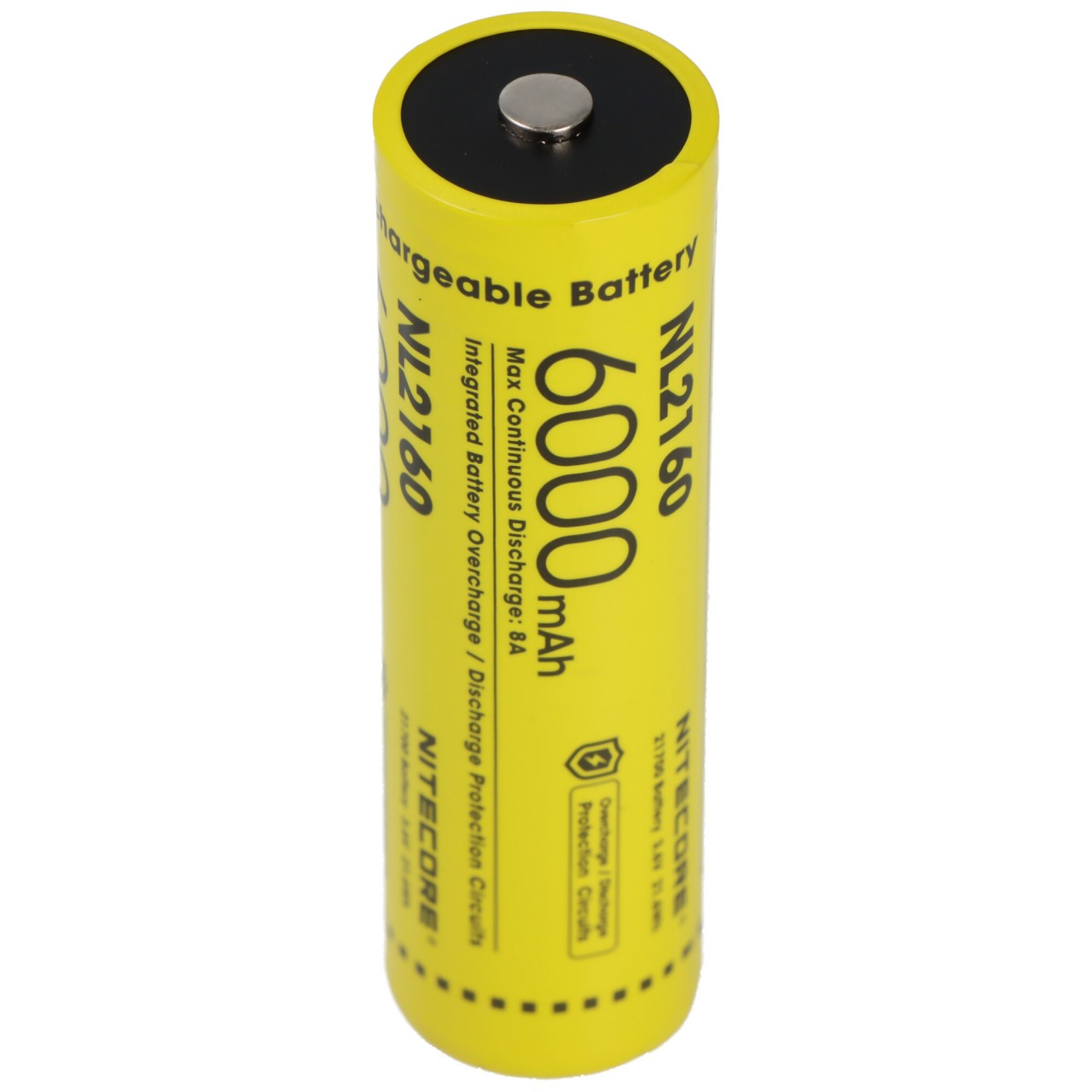 Nitecore Li-Ion Akku Typ 21700 mit 6000mAh NL2160 mit Schutzschaltung, max. 8A Entladestrom, 75,4 x 22mm