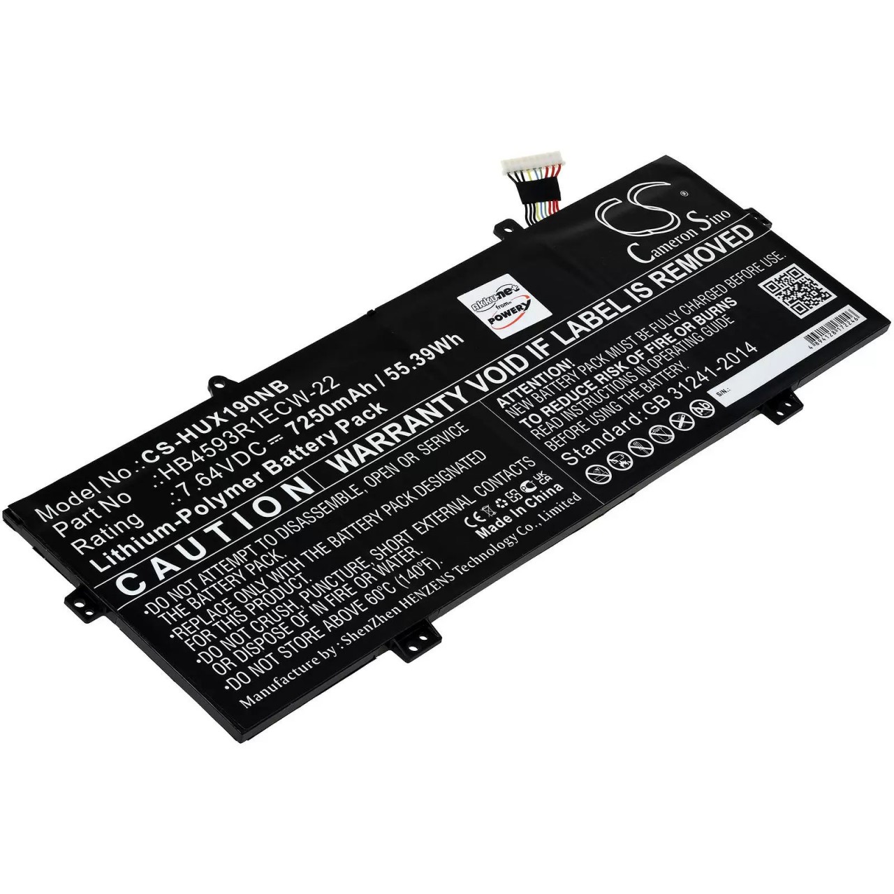 Akku passend für Laptop Huawei MateBook X Pro 2020, MACH-W19L, Typ HB4593R1ECW-22 - 7,64V - 7250 mAh