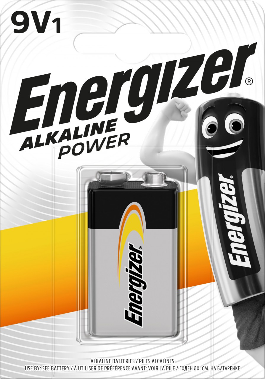 Energizer Batterie Alkaline, E-Block, 6LR61, 9V Alkaline Power, Retail Blister (1-Pack)