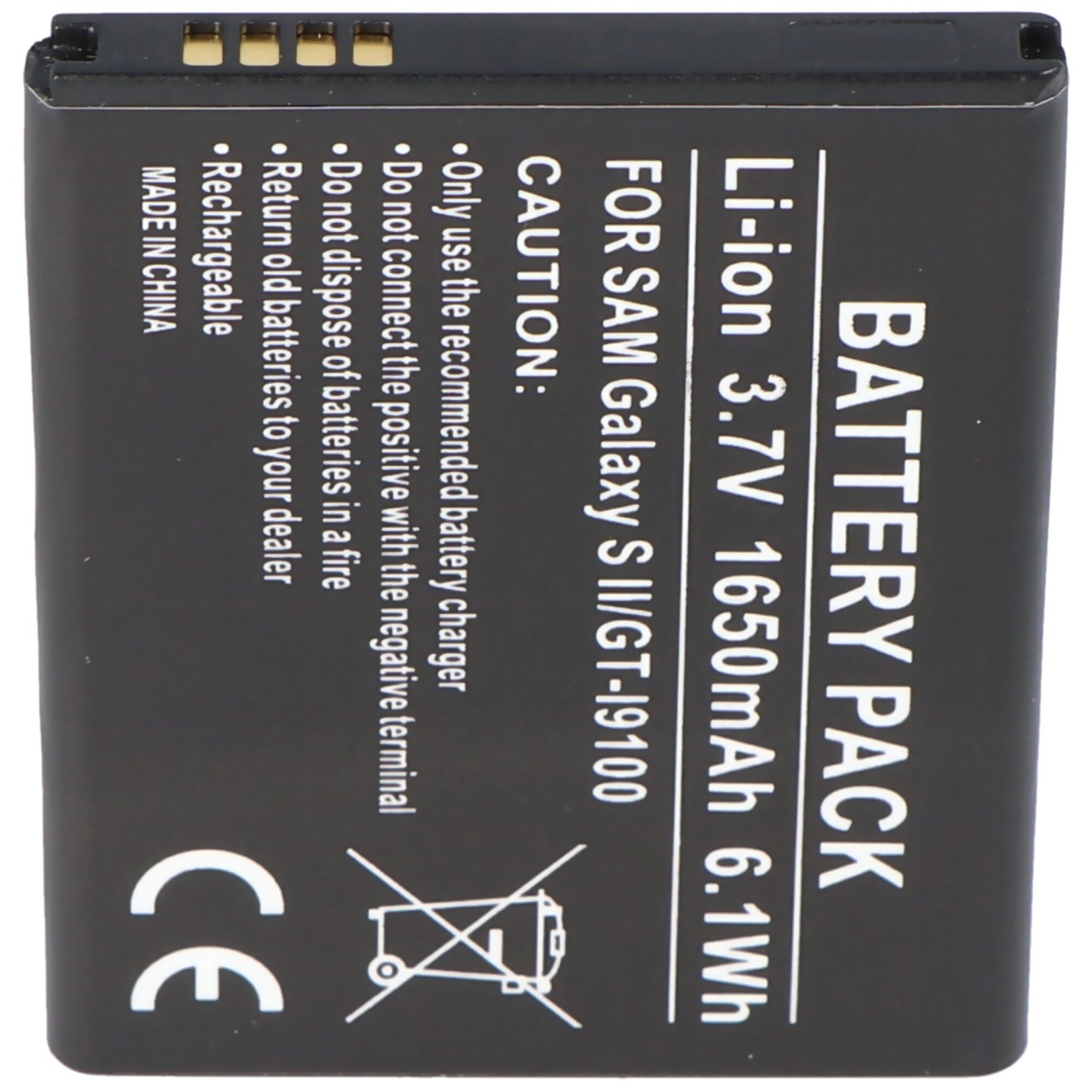 Akku passend für Samsung Galaxy S II I9100, EB-F1A2GBU, 1650mAh Li-Ion Akku