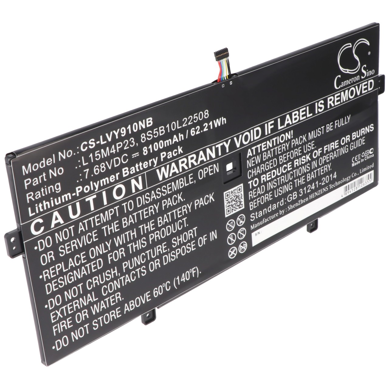 Akku passend für Lenovo Yoga 910, Lenovo Yoga 910-13IKB, L15M4P23, 7,68V, 8100mAh