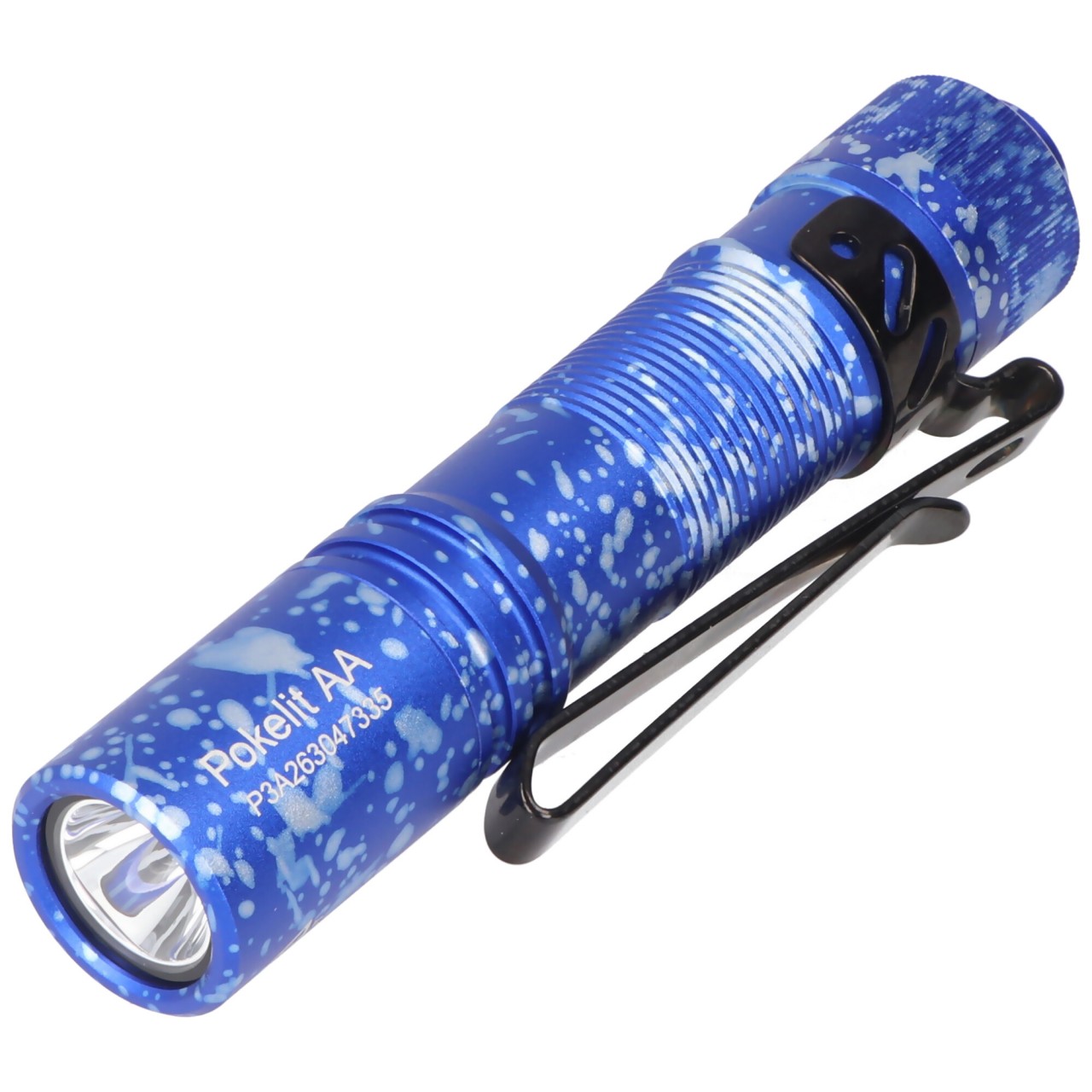 AceBeam Pokelit AA LED-Taschenlampe in blauer camouflage Optik, 550 Lumen, inklusive 14500 Li-Ion 920mAh Akku mit USB-C Anschluss