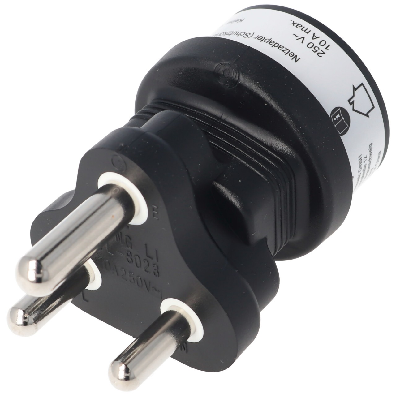 Reisestecker für den Südafrika Stecker, Schutzkontaktbuchse, auch passend für Namibia