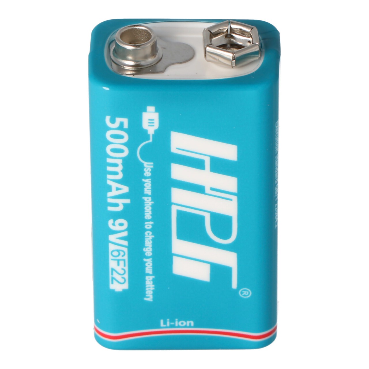 9V Li-ion Akku mit USB-Ladebuchse zum nachladen, mit 7,4 Volt 500mAh, 3,7Wh, mit USB-Ladefunktion